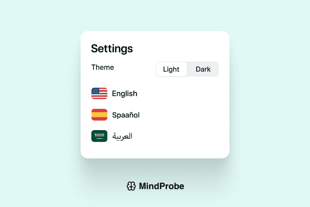 Light/dark toggle per locale