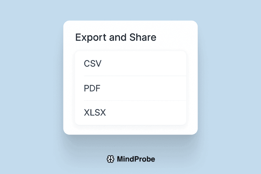 Export dropdown showing file formats